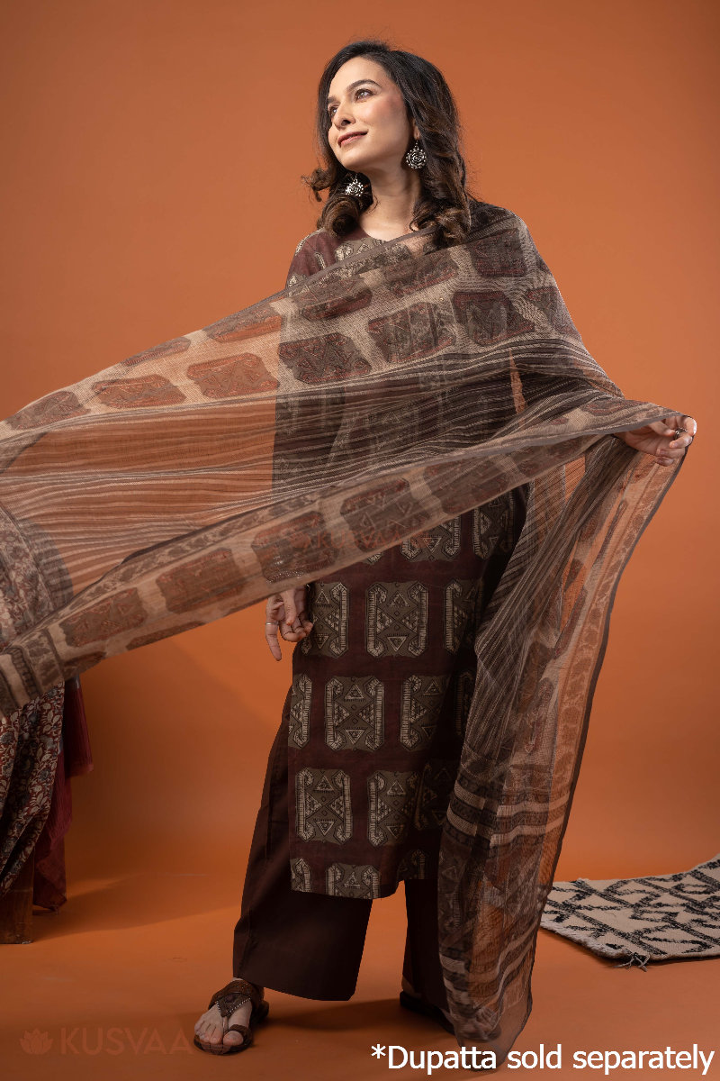 Image for Kusvaa Wkr252 Veena Cotton Handblock Print Kurta Pattern
