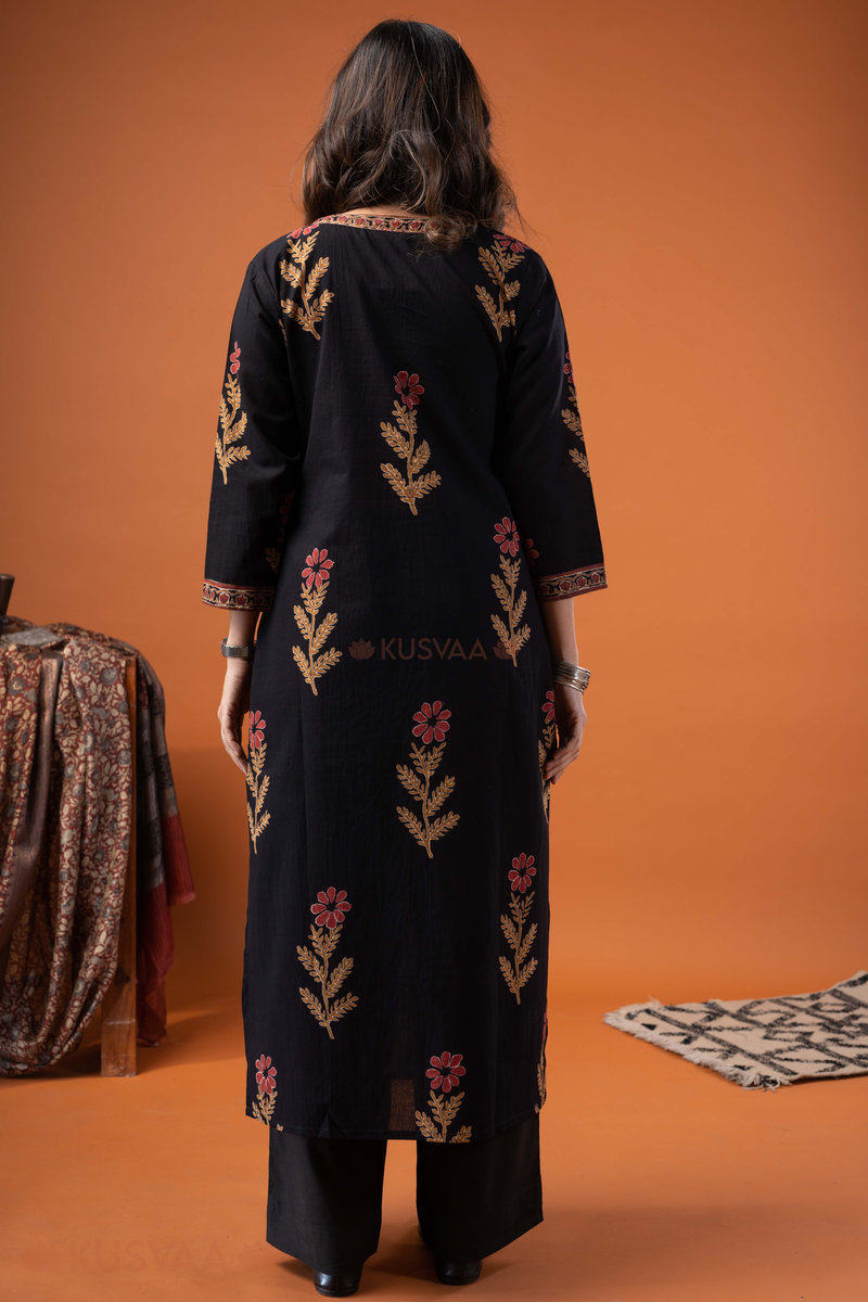 Image for Kusvaa Wkr253 Anvika Cotton Handblock Print Kurta Back