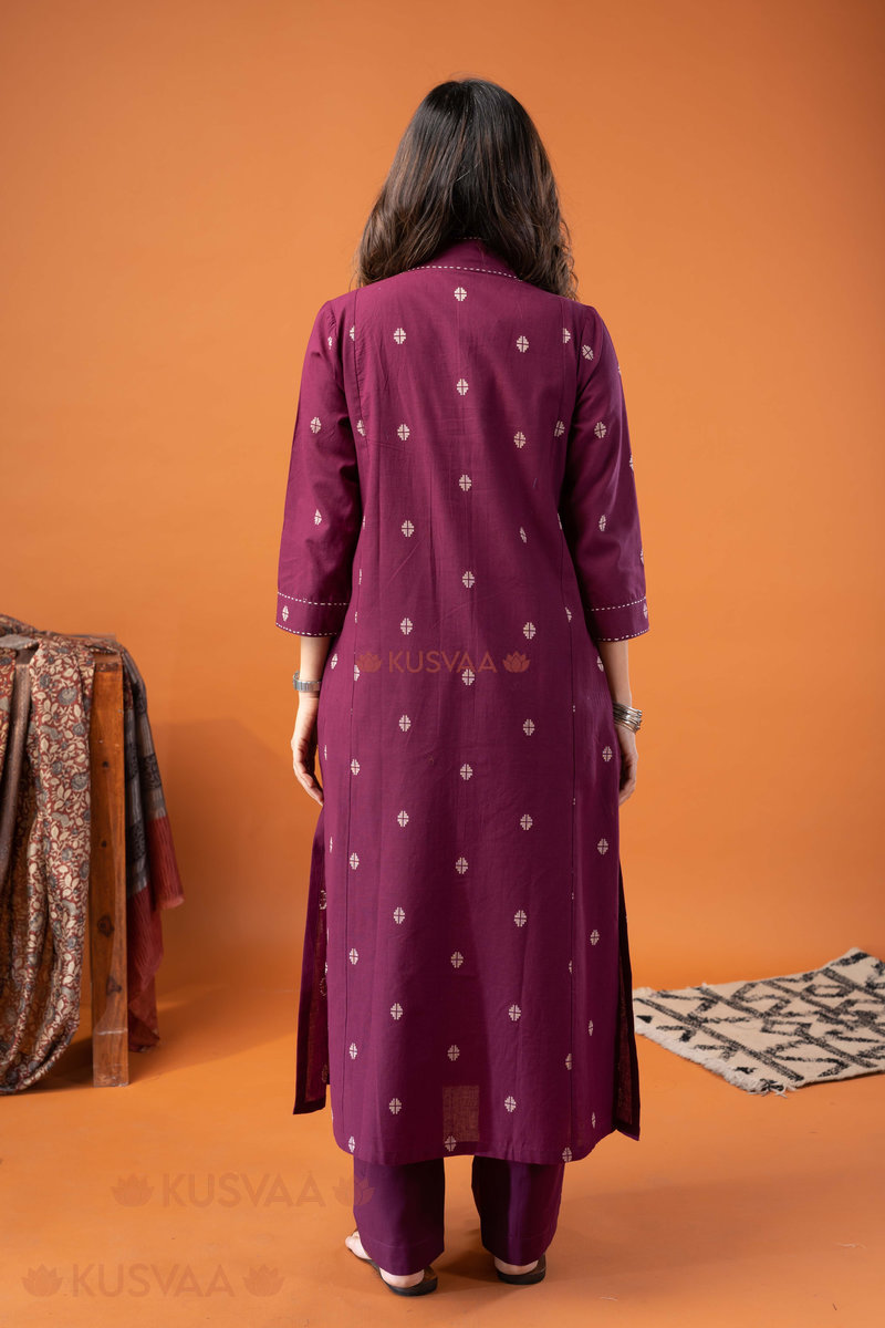 Image for Kusvaa Wkr255 Aaina Handloom Cotton Kurta Back
