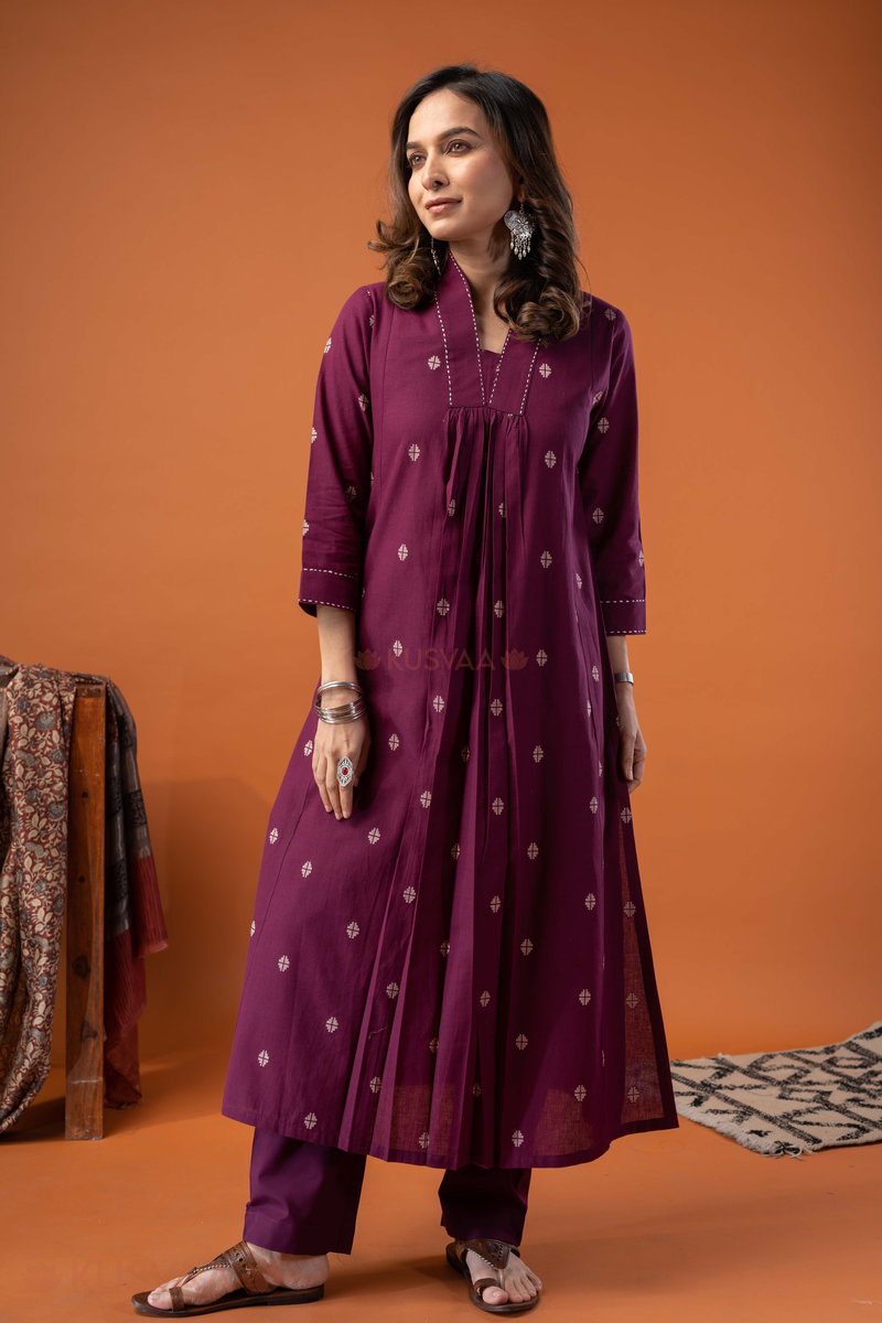 Image for Kusvaa Wkr255 Aaina Handloom Cotton Kurta Front