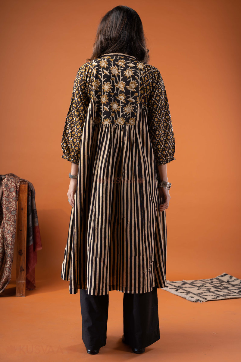 Image for Kusvaa Dr080 Shyatesa Handblock Cotton A Line Dress Back