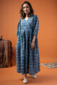 Image for Kusvaa Dr081 Yashvika Handblock Cotton A Line Dress Front