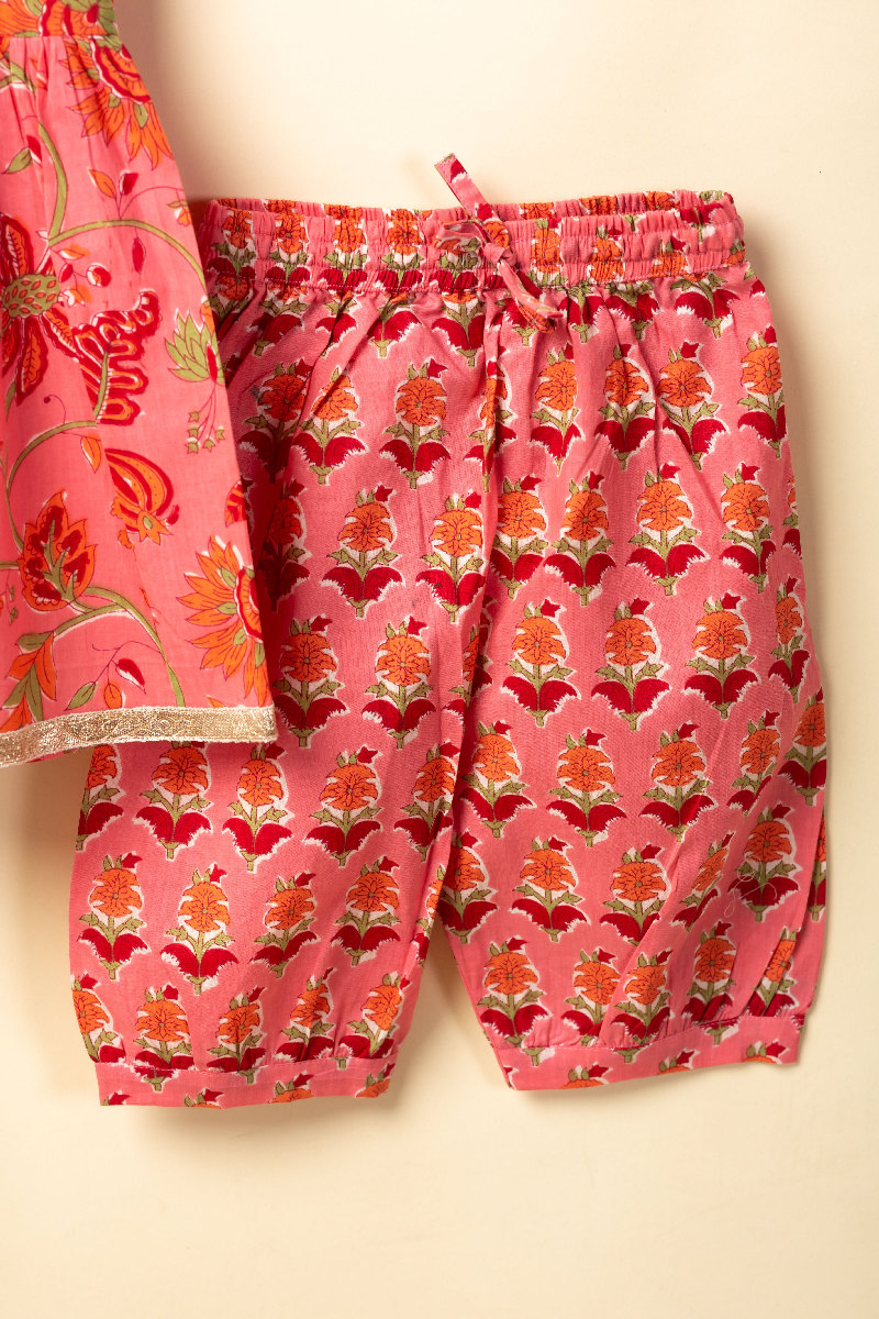 Image for Kusvaa Grw075 Prakriti Cotton Girls Kurta Pant Set Neck New