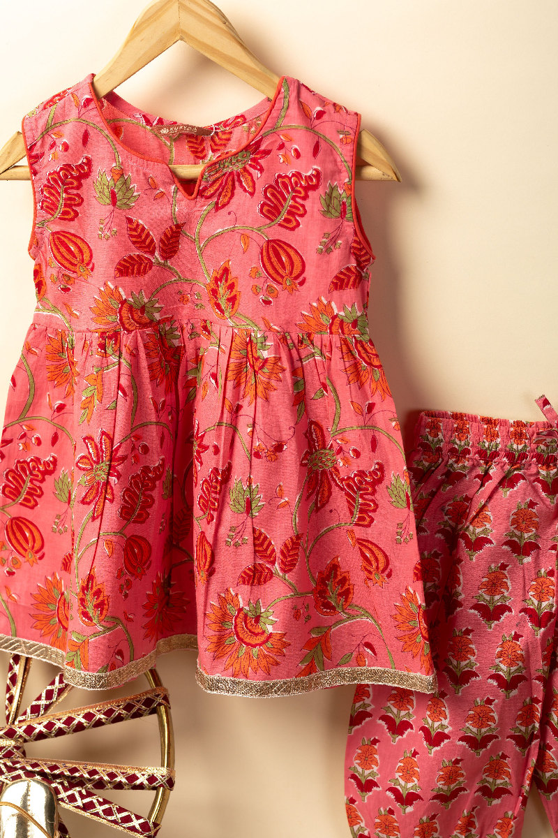 Image for Kusvaa Grw075 Prakriti Cotton Girls Kurta Pant Set Pocket New