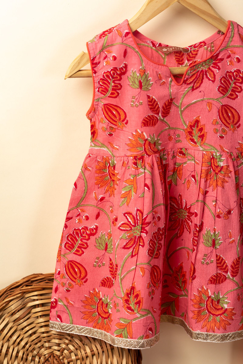 Image for Kusvaa Grw075 Prakriti Cotton Girls Kurta Pant Set Side New