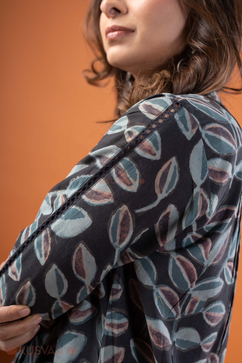 Image for Kusvaa Wkr259 Vamika Cotton Handblock Print Kurta Sleeves