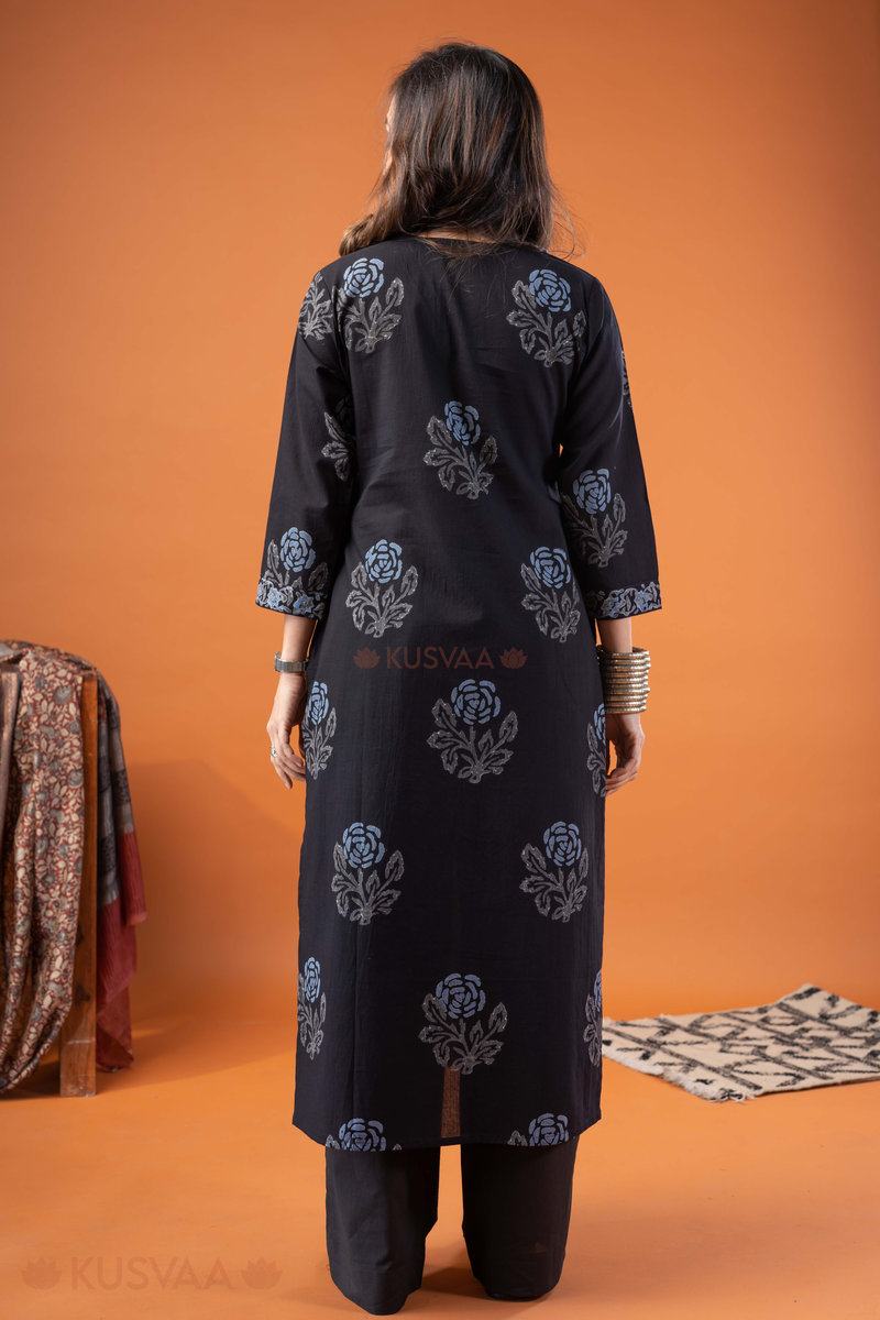 Image for Kusvaa Wkr260 Virika Cotton Handblock Print Kurta Back