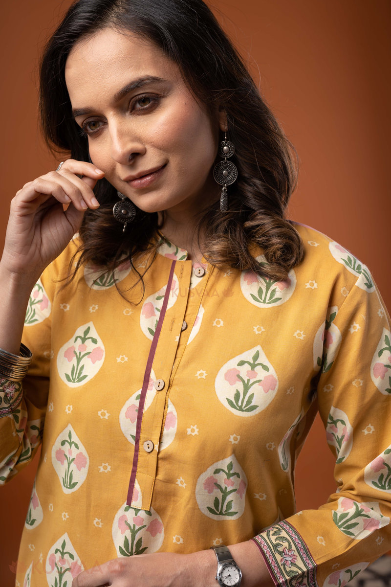 Image for Kusvaa Wkr261 Amirah Cotton Handblock Print Kurta Featured