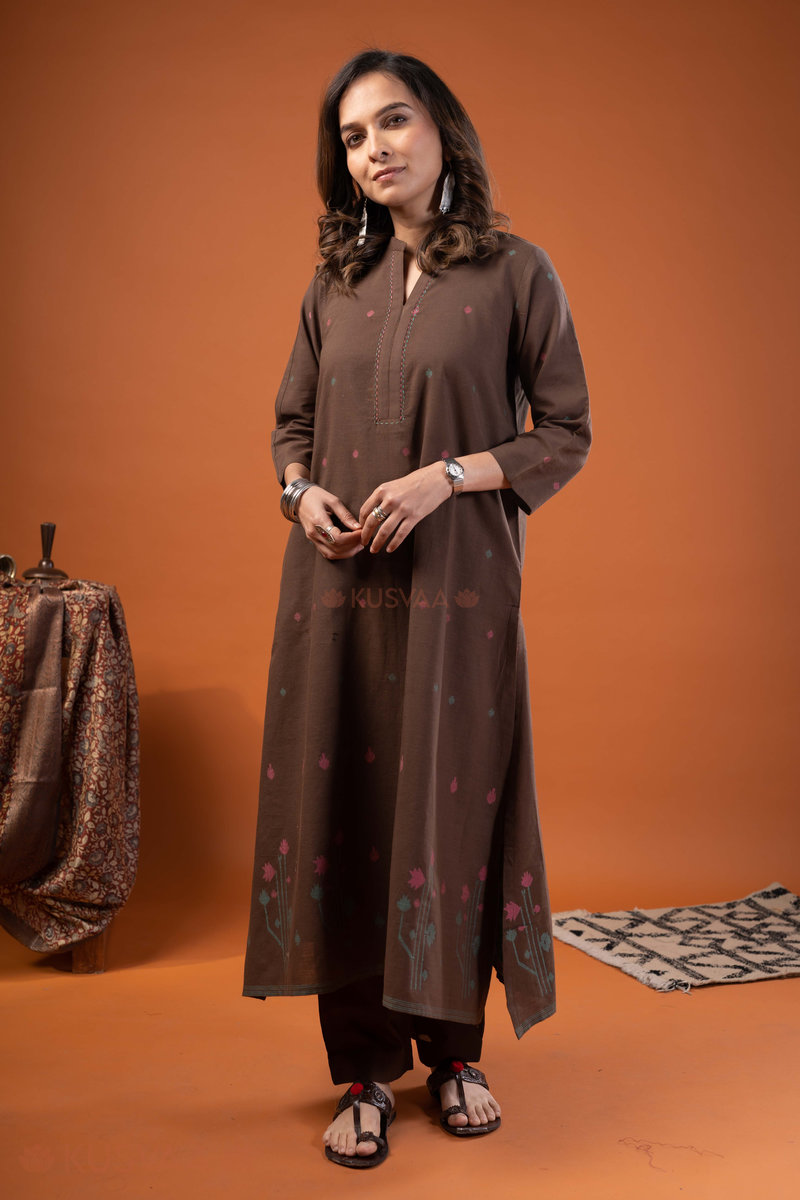 Image for Kusvaa Wkr264 Akshani Handloom Cotton Kurta Side
