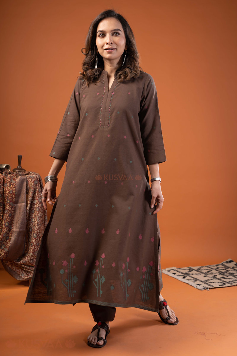 Image for Kusvaa Wkr264 Akshani Handloom Cotton Kurta Sleeves