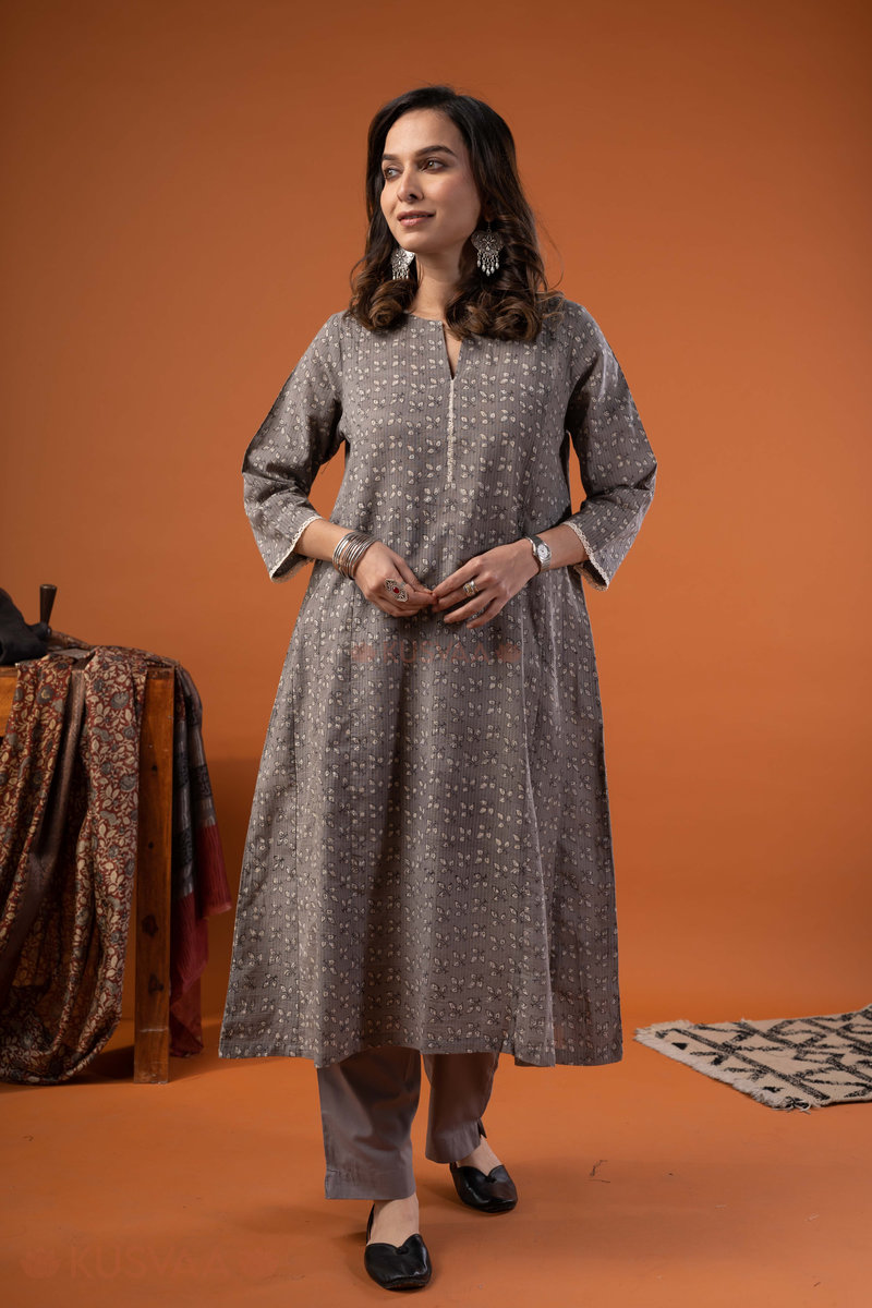 Image for Kusvaa Wkr265 Srihan Cotton A Line Kurta Pocket