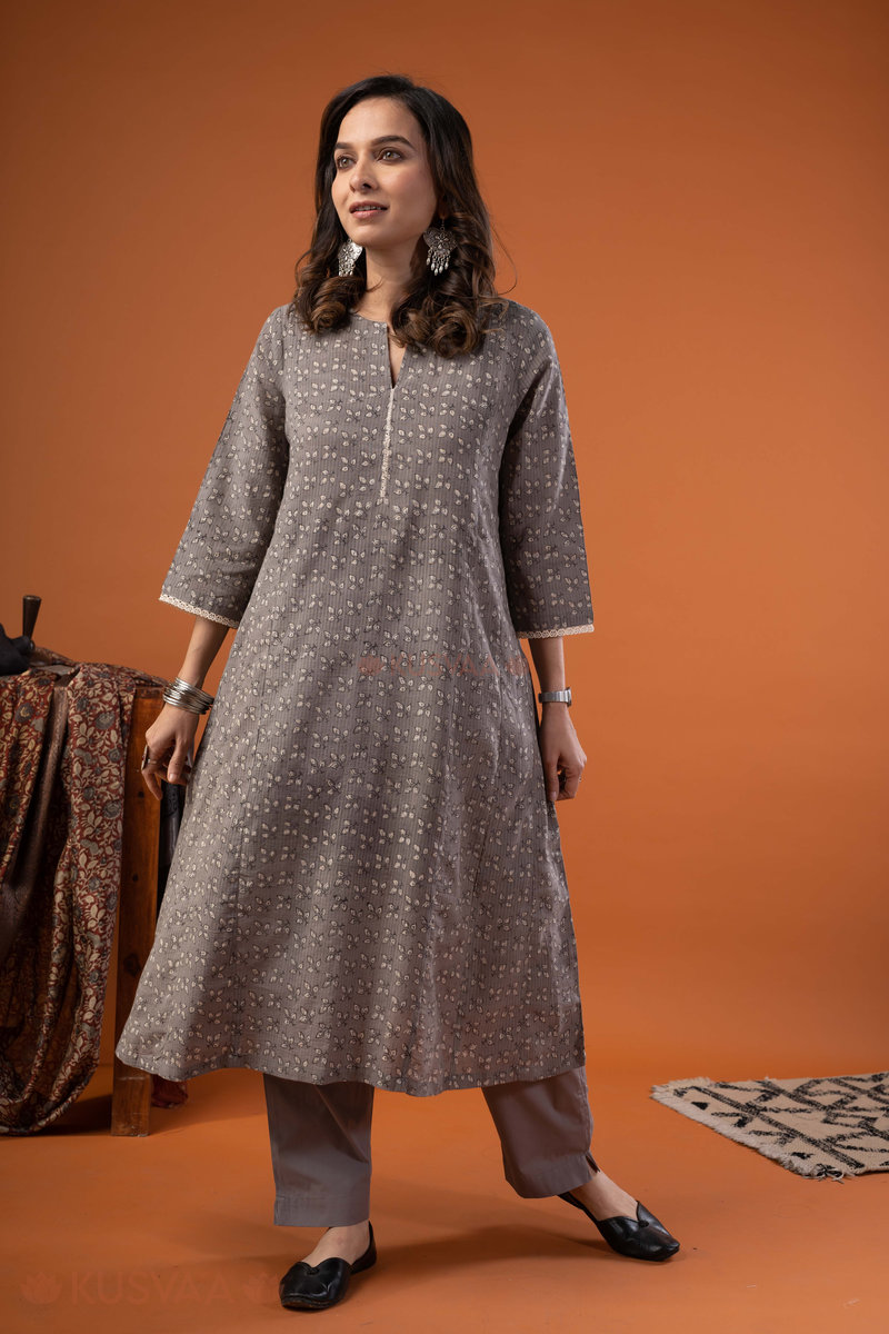 Image for Kusvaa Wkr265 Srihan Cotton A Line Kurta Side