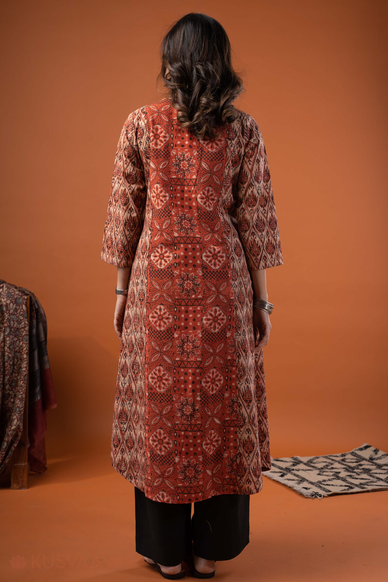 Image for Kusvaa Wkr266 Vyara Cotton Handblock Print Kurta Back
