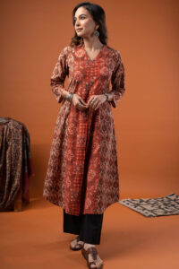 Image for Kusvaa Wkr266 Vyara Cotton Handblock Print Kurta Sleeves