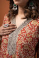 Image for Kusvaa Wkr267 Vagmita Cotton Handblock Print Kurta Closeup