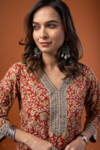 Image for Kusvaa Wkr267 Vagmita Cotton Handblock Print Kurta Featured