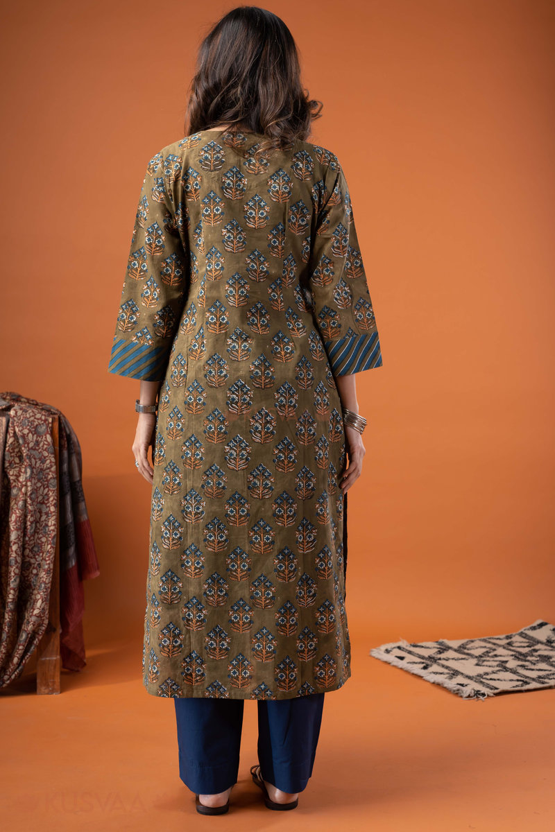 Image for Kusvaa Wkr268 Bismita Cotton Handblock Print Kurta Back