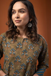 Image for Kusvaa Wkr268 Bismita Cotton Handblock Print Kurta Featured