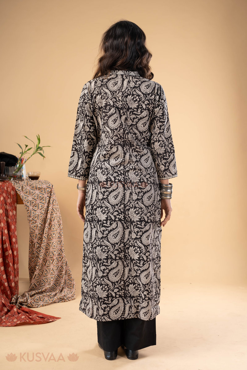 Image for Kusvaa Wkr270 Mayanka Cotton Handblock Print Kurta Neck
