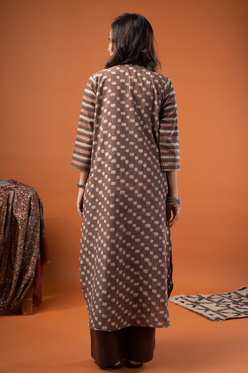 Image for Kusvaa Wkr271 Yara Cotton Handblock Print Kurta Back