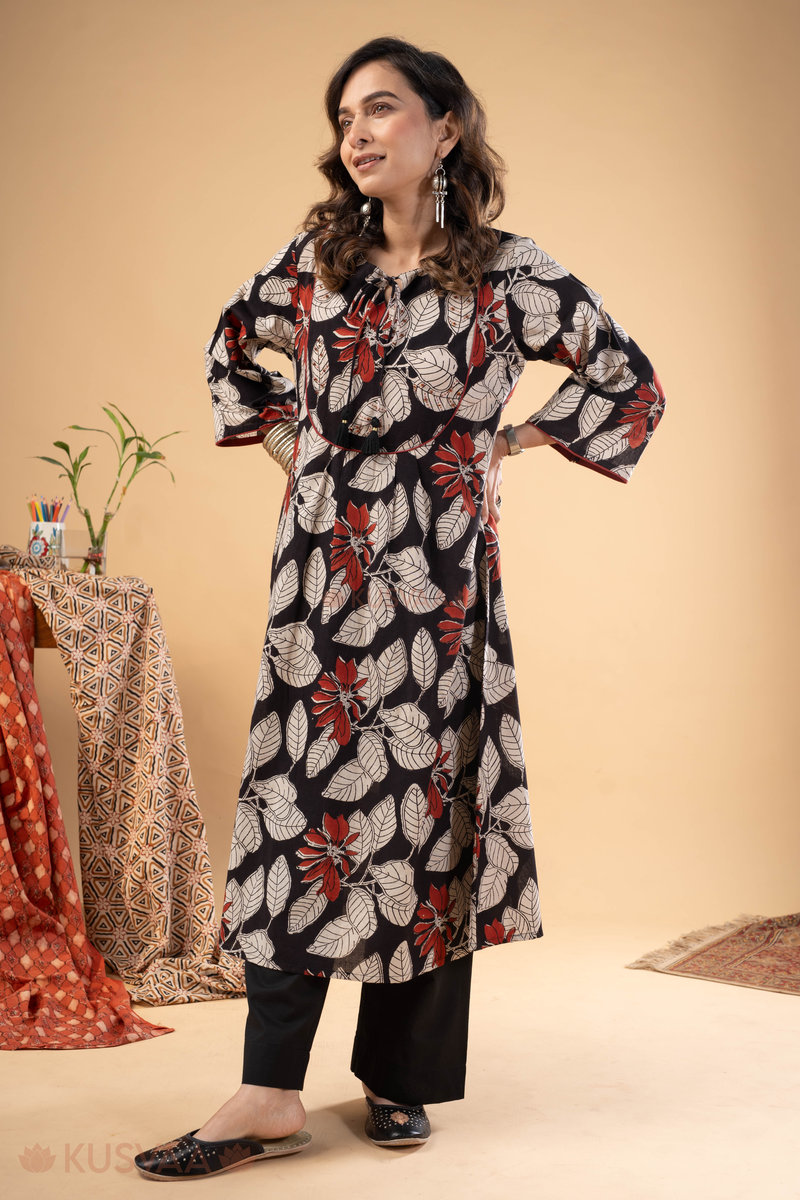 Image for Kusvaa Wkr272 Lushi Cotton Handblock Print Kurta Sleeves