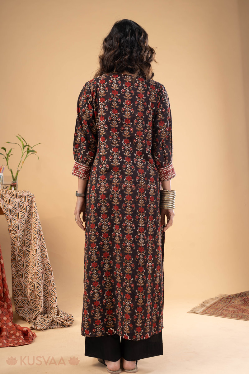 Image for Kusvaa Wkr273 Snigdha Cotton Handblock Print Kurta Back