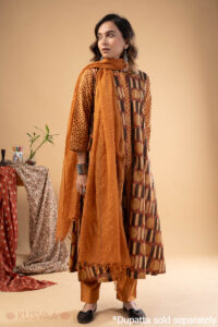 Image for Kusvaa Wkr274 Kiniya Cotton Handblock Print Kurta Sleeves