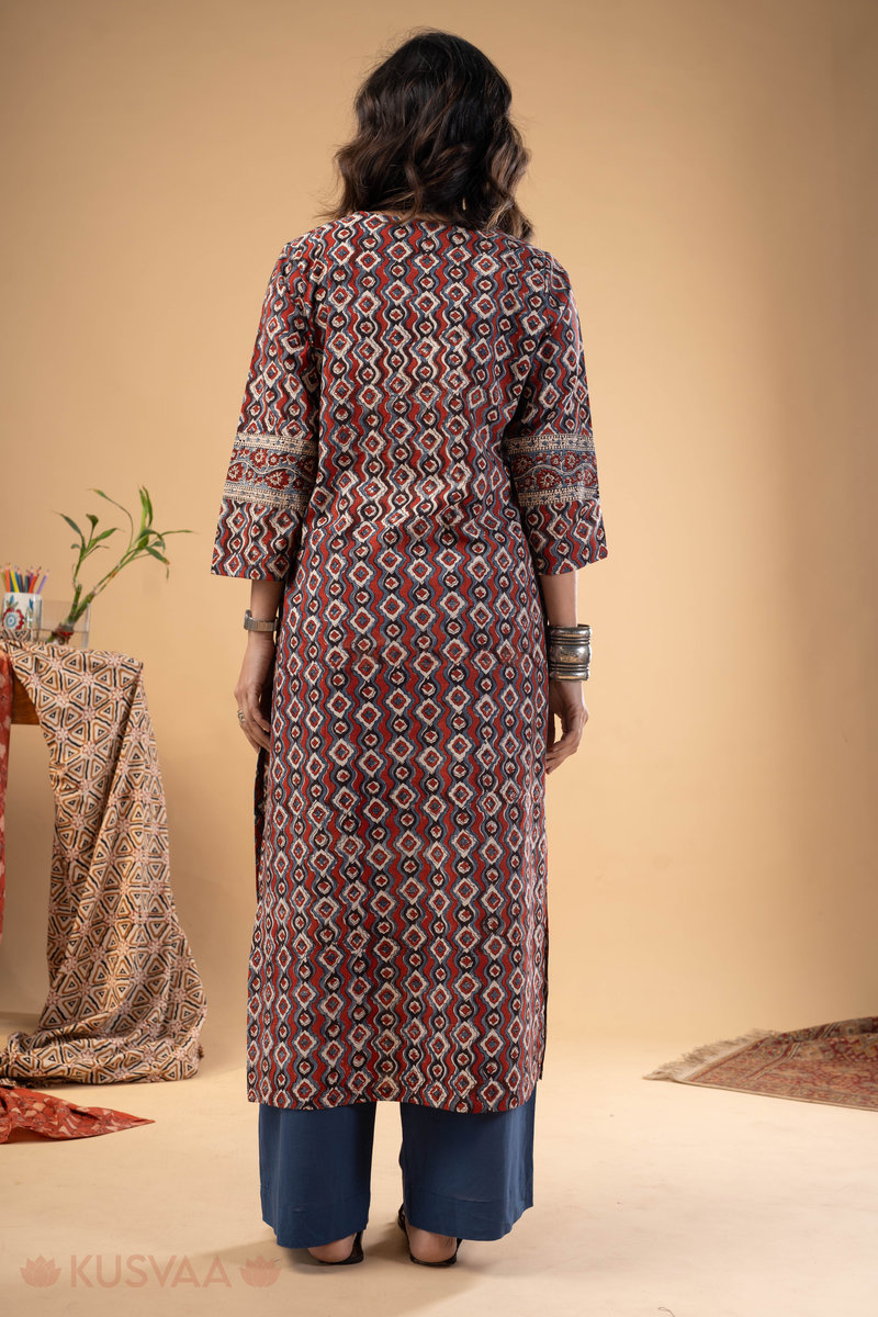 Image for Kusvaa Wkr275 Shrishti Cotton Handblock Print Kurta Back