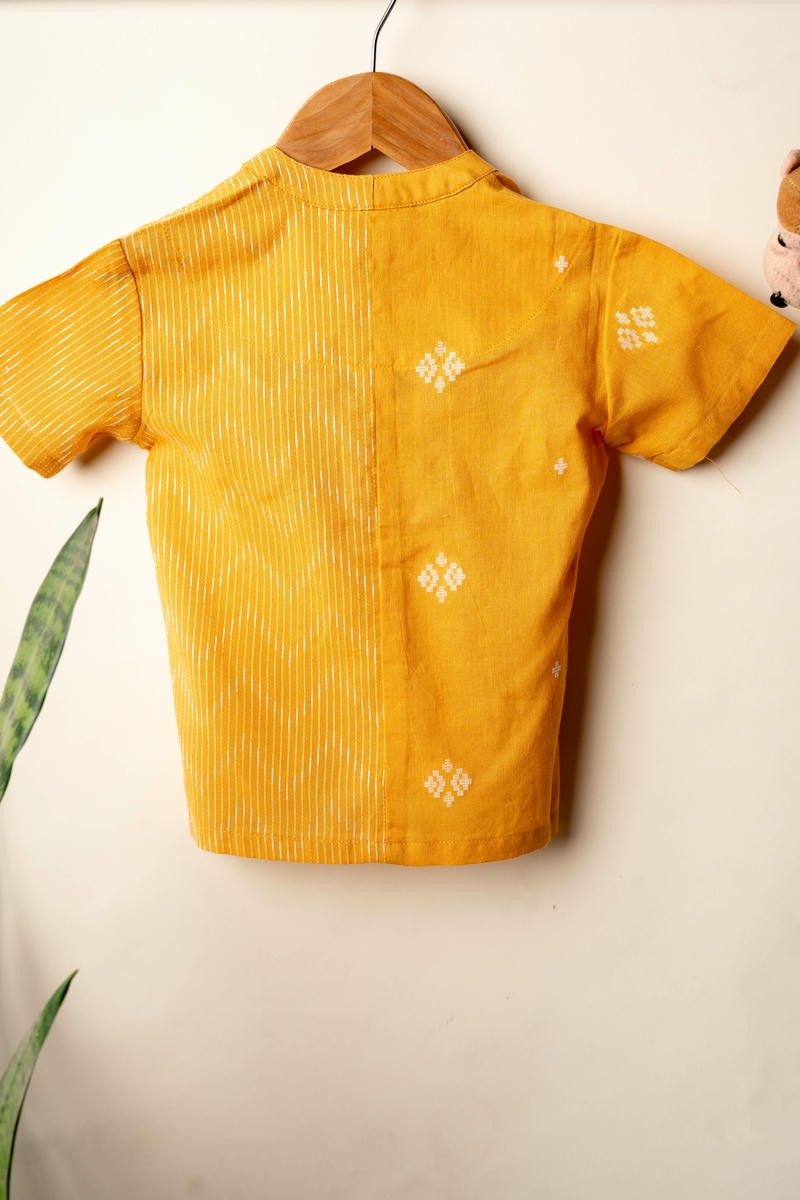 Image for Kusvaa Byw071 Tushar Handloom Cotton Boys Shirt Closeup