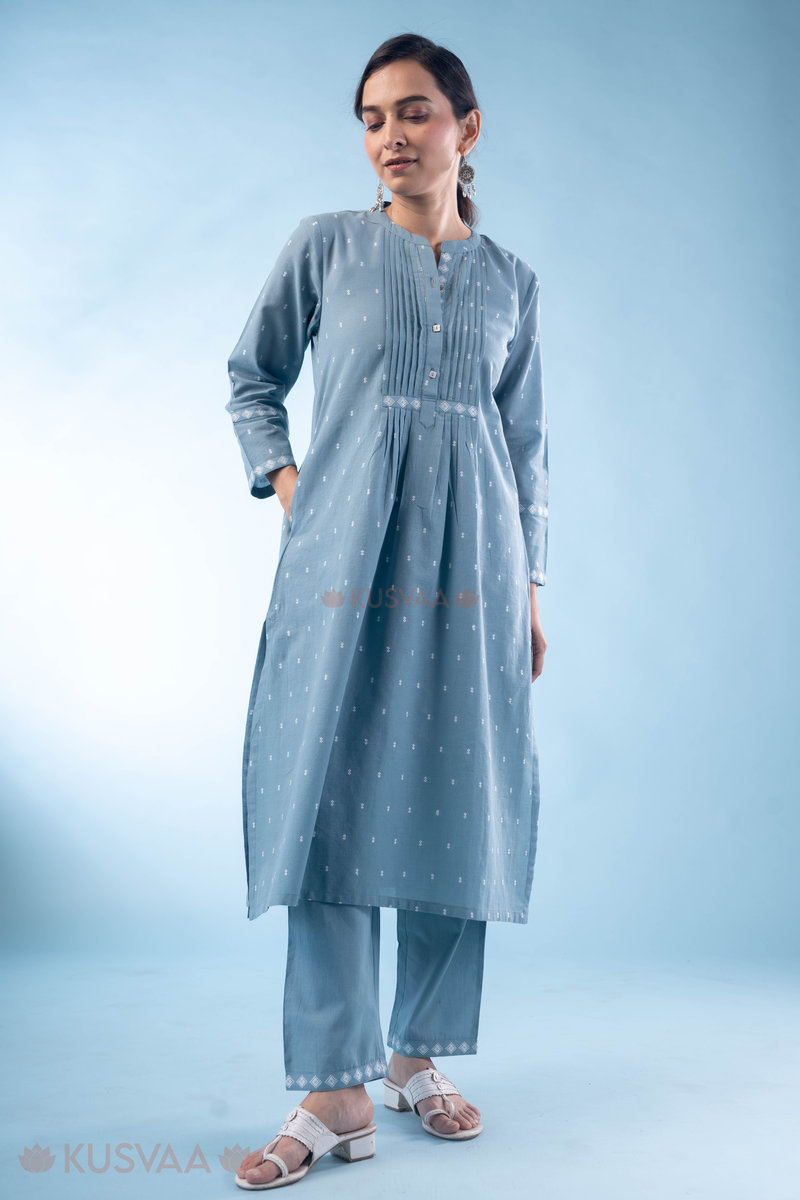 Image for Kusvaa Cood131 Shreeana Handloom Cotton Kurta Pant Set Pocket