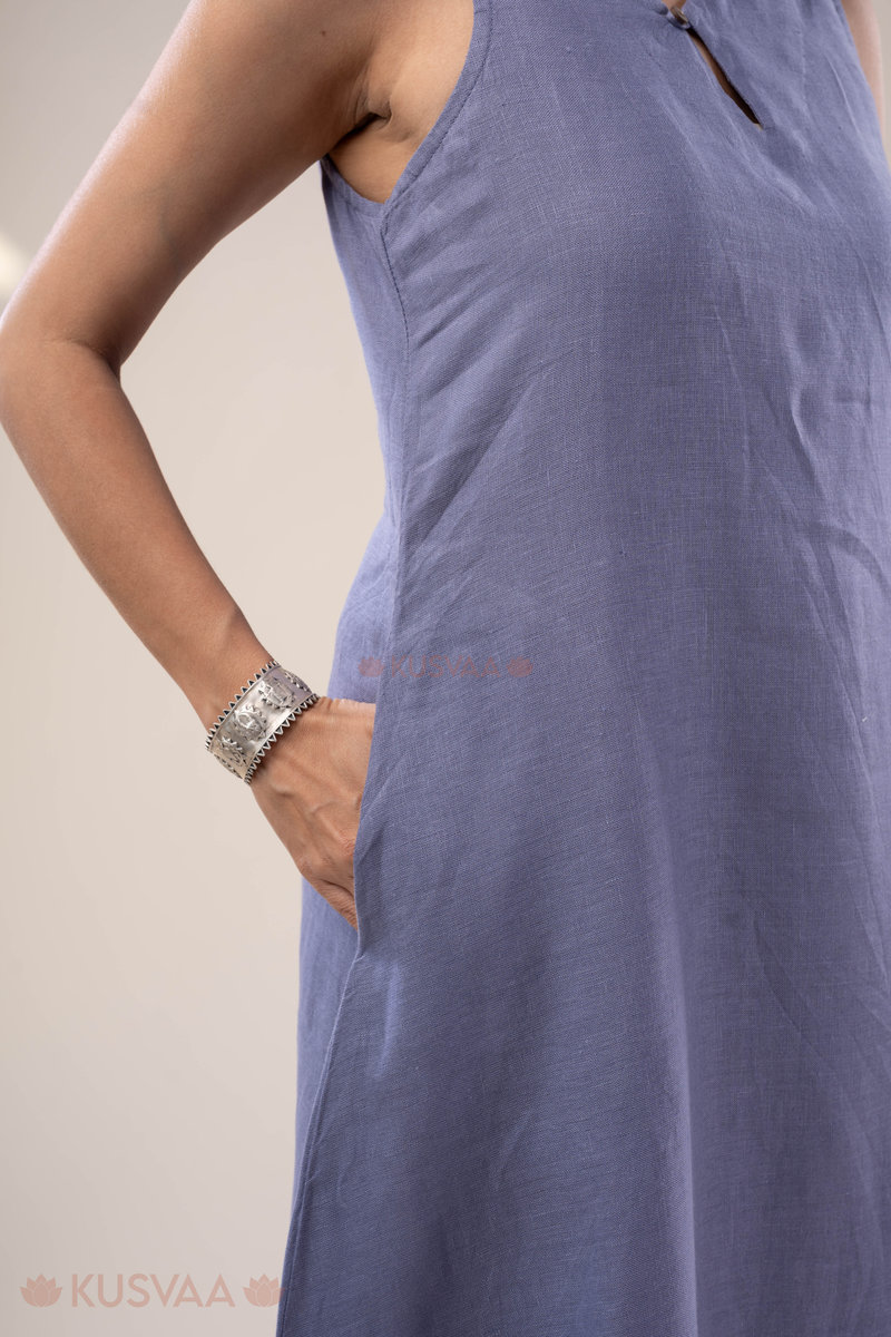 Image for Kusvaa Dr082 Hridami Linen A Line Dress Closeup 2