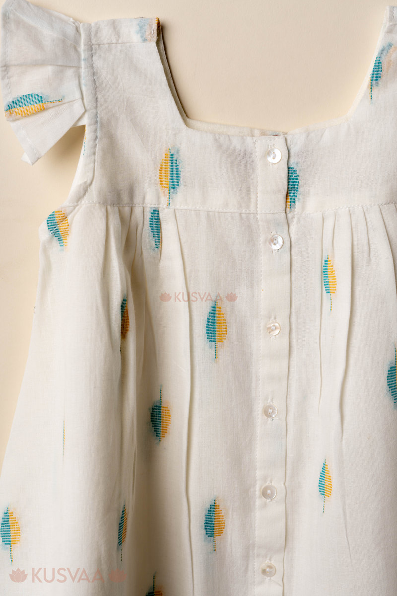 Image for Kusvaa Grw112 Vriti Handloom Cotton Girls Dress Closeup New