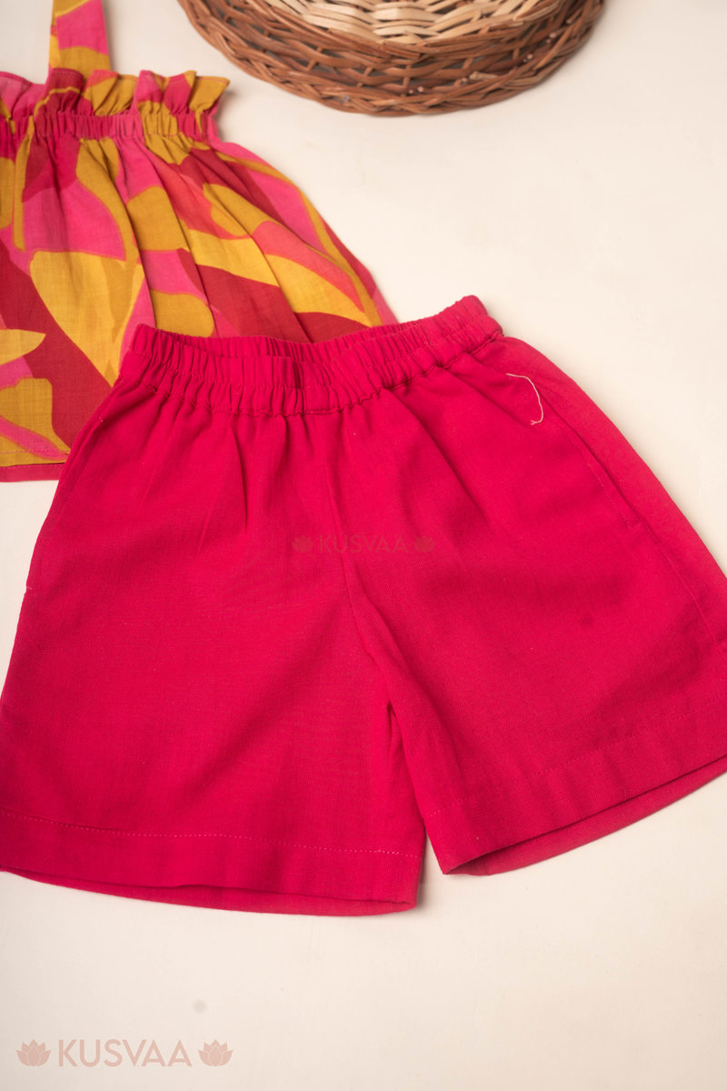 Image for Kusvaa Grw115 Ojas Cotton Girls Top Short Set Closeup 2