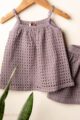 Image for Kusvaa Grw117 Badarika Schiffli Cotton Girls Top Short Set Closeup New