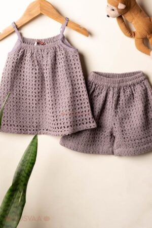 Image for Kusvaa Grw117 Badarika Schiffli Cotton Girls Top Short Set Featured New