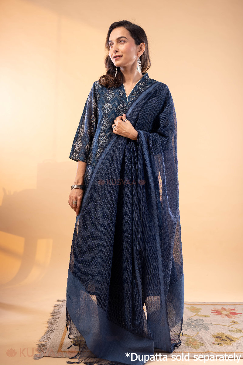 Image for Kusvaa Wkr278 Shravya Chanderi Straight Kurta Pocket New