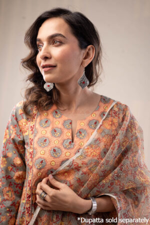 Image for Kusvaa Wkr282 Joya Cotton Handblock Print Kurta Featured