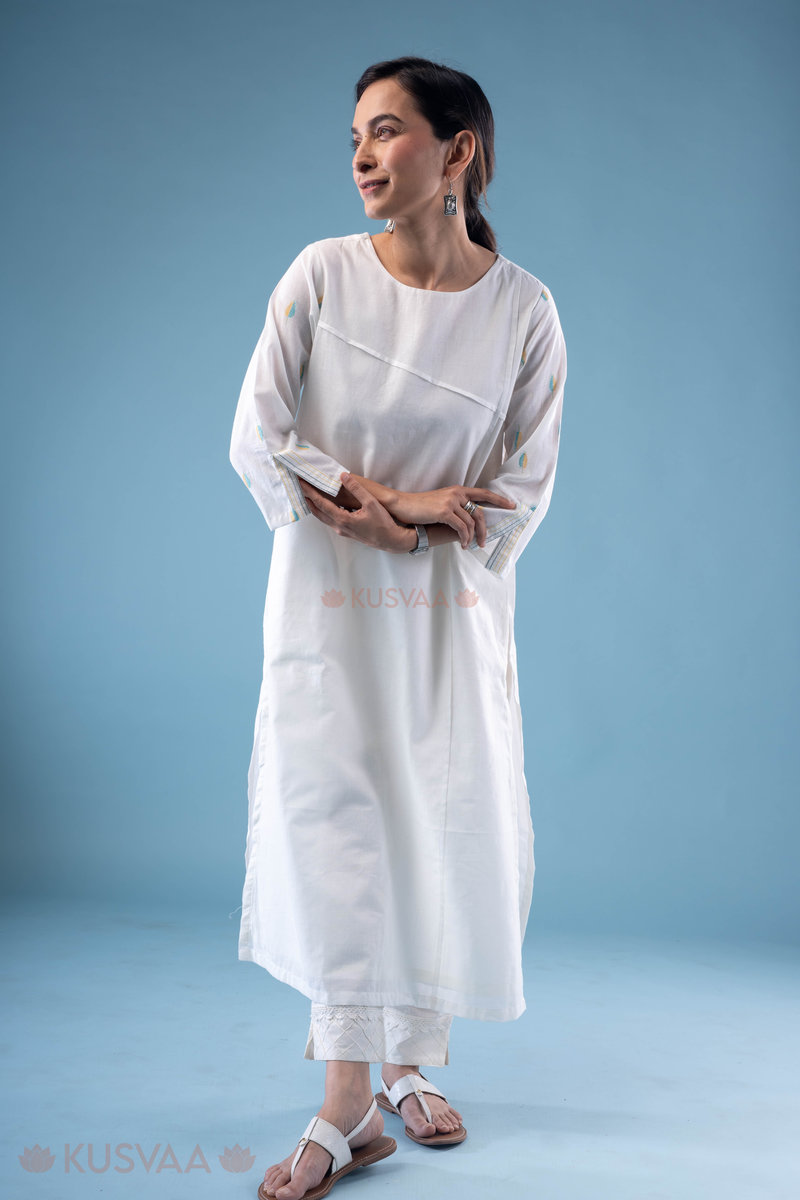 Image for Kusvaa Wkr284 Sonia Handloom Cotton Kurta Front