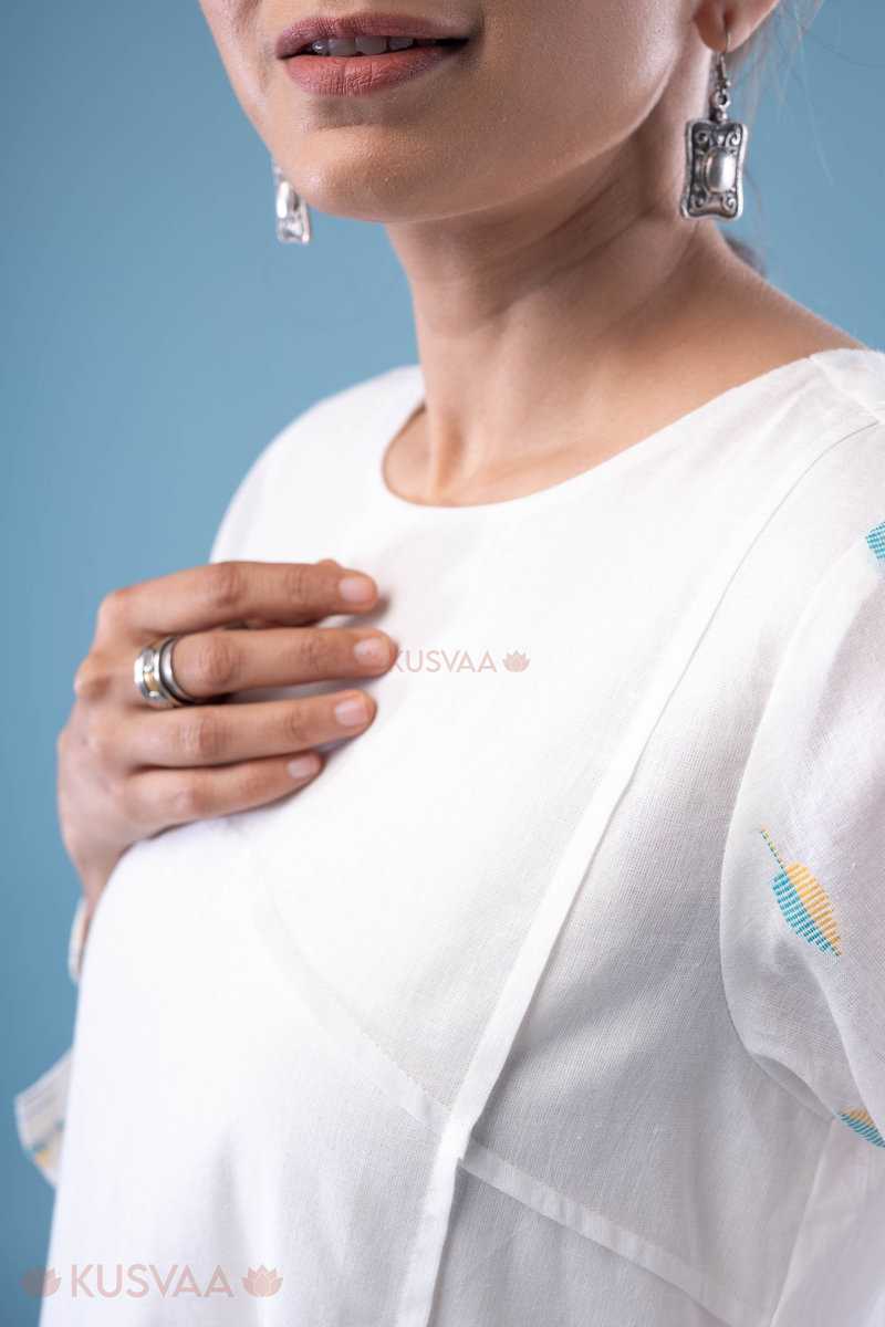 Image for Kusvaa Wkr284 Sonia Handloom Cotton Kurta Sleeves