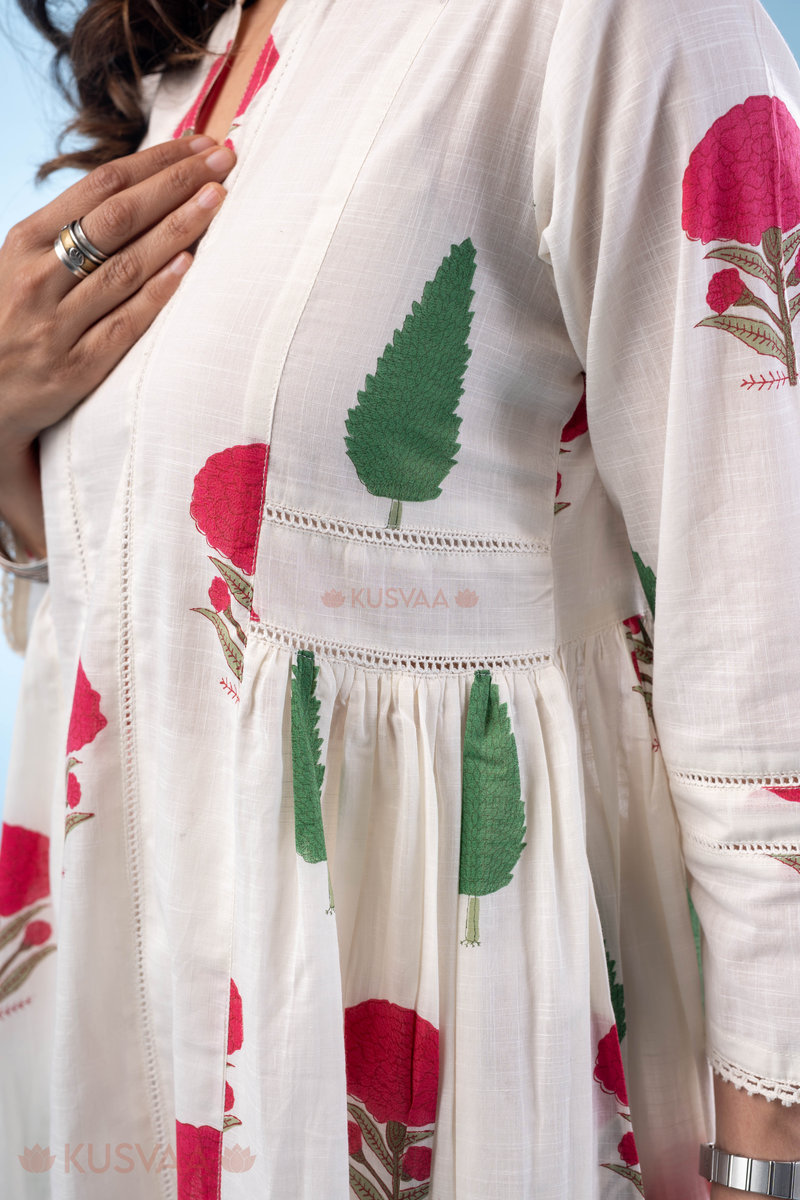 Image for Kusvaa Wkr286 Niralika A Line Cotton Kurta Closeup