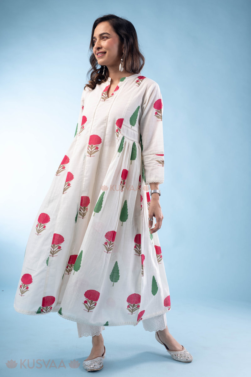 Image for Kusvaa Wkr286 Niralika A Line Cotton Kurta Side
