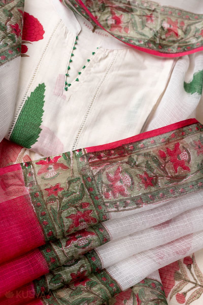 Image for Kusvaa Wkr286dup Niralika Cotton Screen Print Kota Doriya Dupatta Featured