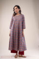 Image for Kusvaa Wkr288 Gunjan Handblock Cotton A Line Dress Front