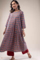 Image for Kusvaa Wkr288 Gunjan Handblock Cotton A Line Dress Pocket