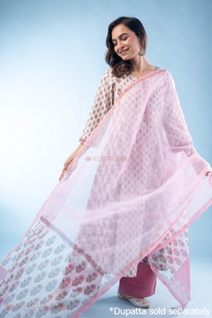 Image for Kusvaa Wkr289 Nilakhi Handblock Print Cotton Kurta Side