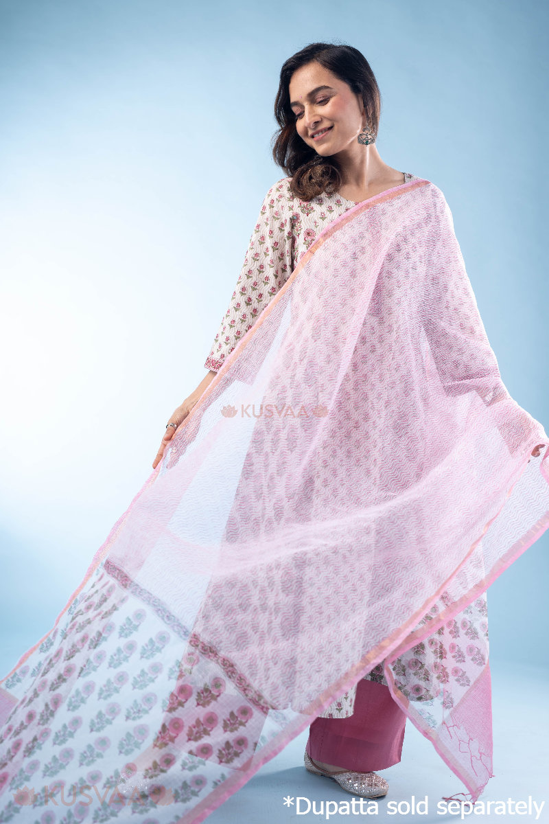 Image for Kusvaa Wkr289 Nilakhi Handblock Print Cotton Kurta Side