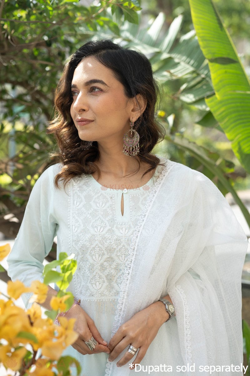 Image for Kusvaa Wkr309 Svara Cotton Chikankari Kurta Featured