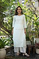Image for Kusvaa Wkr309 Svara Cotton Chikankari Kurta Side