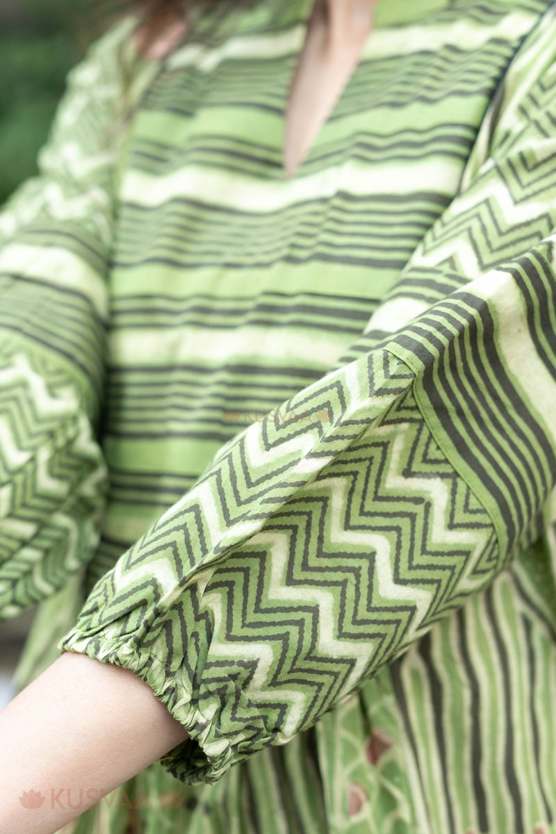 Image for Kusvaa Dr084 Dhimahi Cotton A Line Dress Closeup 2