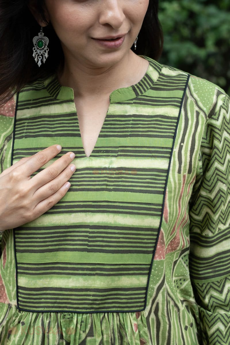 Image for Kusvaa Dr084 Dhimahi Cotton A Line Dress Closeup